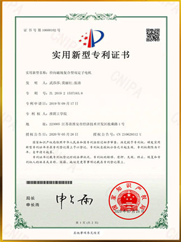 径向磁场复合型双定子电机